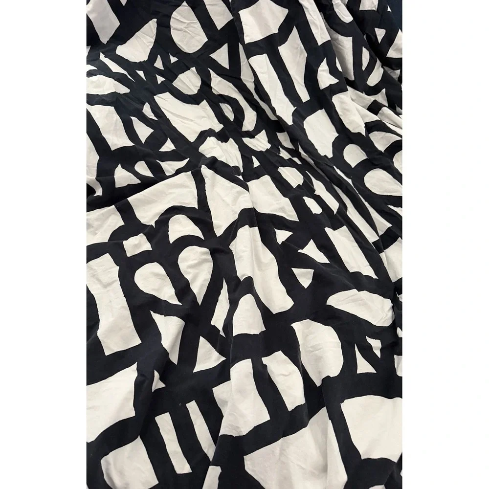 Vintage IKEA Skuggbracka Full Queen Duvet Cover Graphic Black White Reversible